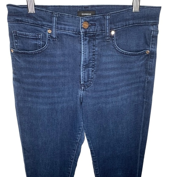 Express Women’s Mid Rise Skinny Stretch Dark Wash Denim Casual Size 8 Regular - Picture 3 of 10